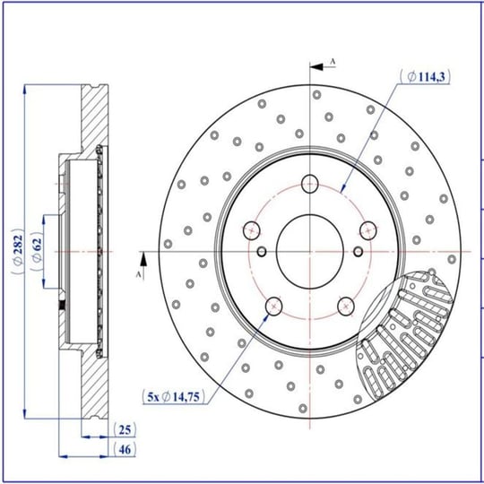 FREN DISK ON HAVA KANALLI Ø282-5-(TOYOTA : COROLLA  1.6 - 1.8 VVTI HYBRID 2019 )PERFORMANS
