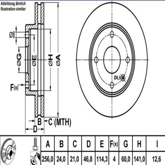 FREN DISK ON HAVA KANALLI 256-4 ( CHEVROLET: LACETTI 04 - 10 ) 141mm
