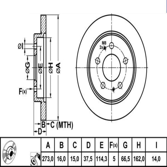 FREN DISKI ON HAVALI-(273-5)-(DAIHATSU: TERIOS 97>11 )