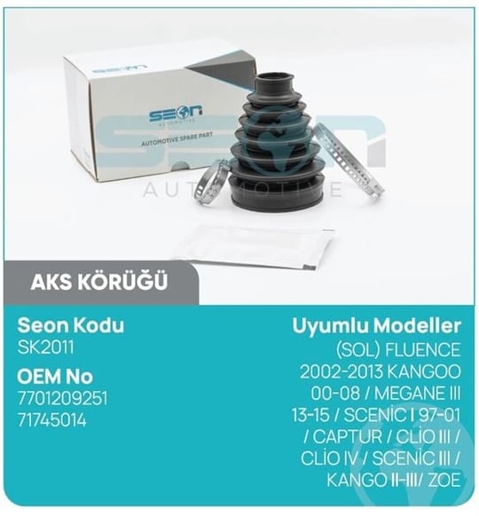 AKS KÖRÜĞÜ DIŞ (SOL) FLUENCE 2002-2013 KANGOO 00-0 8 MEGANE III 13-15 SCENİC I 97-01 CAPTUR CLİO III CLİO IV SCENİC III KANGO II-III ZOE