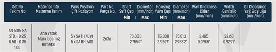 ANA YATAK STD TOYOTA HI-LUX - HI-ACE 2.5(2KD-FTV)