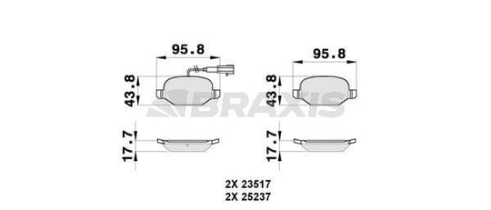 ARKA FREN BALATASI LINEA 1,3D MULTIJET 06 09> 1,4 / 1,4T JET 06 07> / 1,6 / 1,6D MULTIJET 06 09>