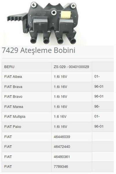 ATEŞLEME BOBİNİ ALBEA MAREA PALIO BRAVA BRAVO 1.6İ 16V 96>01