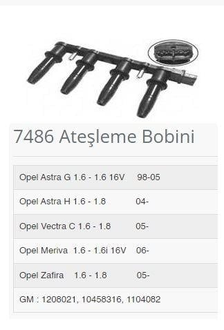 ATEŞLEME BOBİNİ ASTRA G INSIGNIA 1.6 1.6 16V 98>05