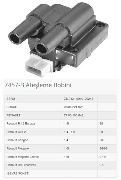 ATEŞLEME BOBİNİ BEYAZ SOKET R9 BROADWAY 97>R19 EUROPA 1.4İ 98 CLIO II 1.4 1.6 98>KANGOO 1.4 98 MEGANE SCENIC 1.6İ 97>99