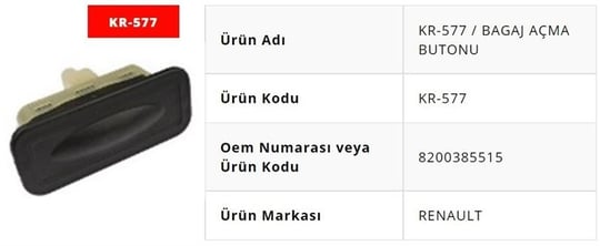 BAGAJ AÇMA BUTONU CLİO 3 HB
