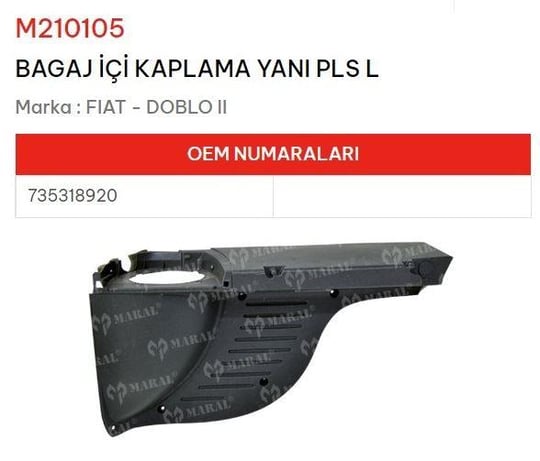 BAGAJ İÇİ KAPLAMA YANI PLS SOL DOBLO II