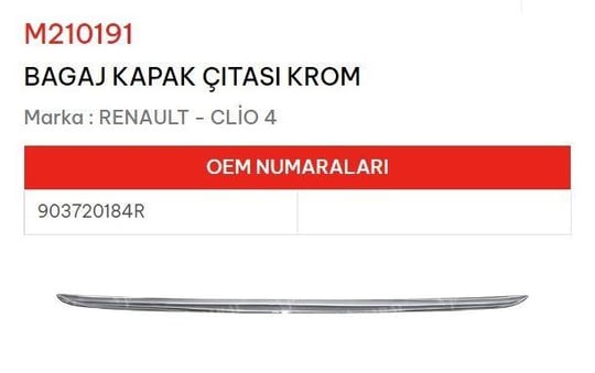 BAGAJ KAPAK ÇITASI KROM CLİO IV