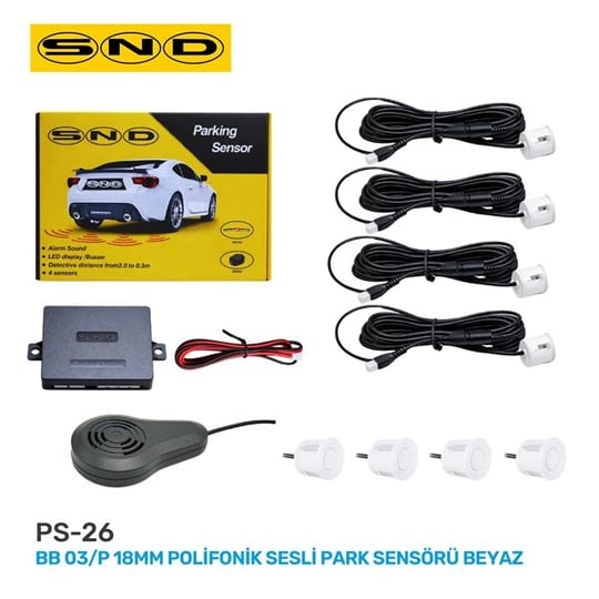 BB 03 P 18MM POLİFONİK SESLİ PARK SENSÖRÜ BEYAZ