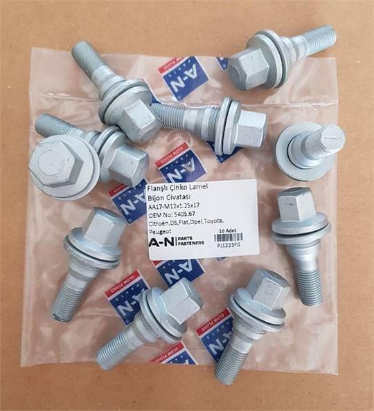 BİJON CİVATASI PEUGEOT FLANŞLI 10.9 KALİTE CİTROEN DS FİAT OPEL TOYOTA PEUGEOT 206 207 308 406 408 YENİ MODEL AA17 - M12×1.25×21 758552 46673 62929208