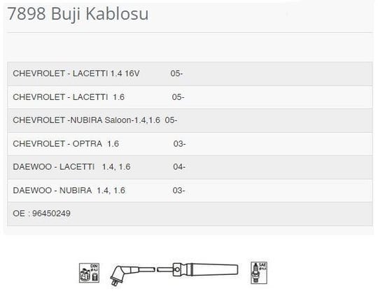 BOBIN + BUJI KABLOSU SETI LACETTI 1.4 16V