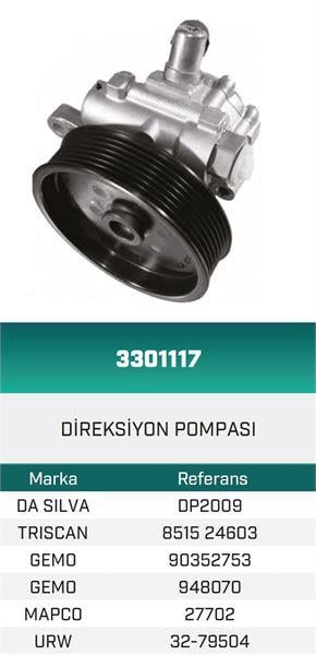DİREKSİYON POMPASI HİDROLİK CORSA B DIZEL-VECTRA A1.7D - CORSA 1.7D85-93 HATTAT/HEMA