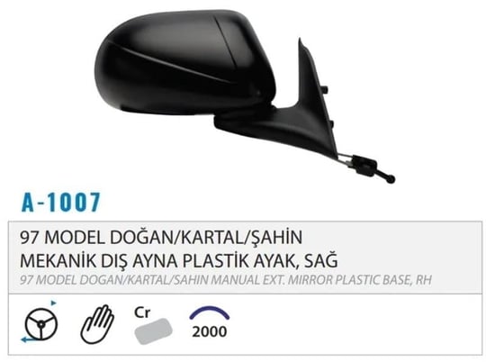 DIŞ DİKİZ AYNASI MEKANİK SAĞ YUMUTRA TİP M131 97> M001.1007