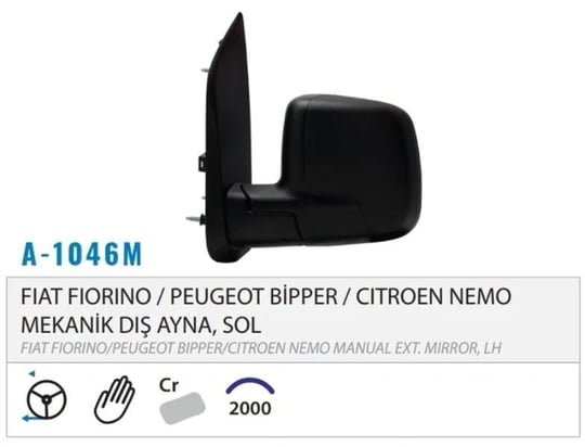 DIŞ DİKİZ AYNASI MEKANİK SOL FIORINO NEMO BIPPER 0 7> M001.1046