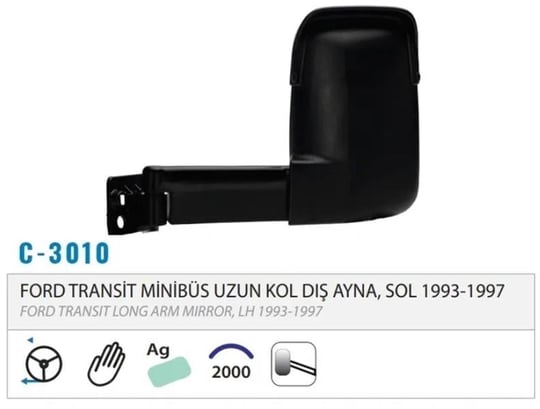DIŞ DİKİZ AYNASI MEKANİK UZUN KOL SOL TRANSİT T15 93-97 M003.3010
