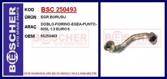 EGR BORUSU DOBLO-FIORINO-EGEA-PUNTO-500L 1.3 EURO 6
