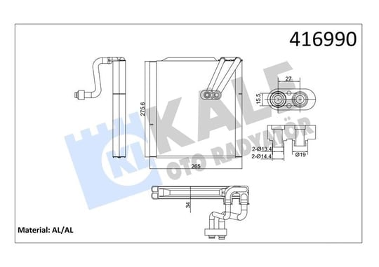 EVAPORATÖR HYUNDAİ ELANTRA V 1.6 11<15 İ30 1.4 1.6 1.6CRDI 12=> KIA CEE'D 1.4CVVT 1.6CRDI 12<18 (VALFSİZ) [BRAZING AL/AL] [265X276X34] EVAPORATÖR AL/BRZ [AL/AL] 265×276X34 36180 8300V292