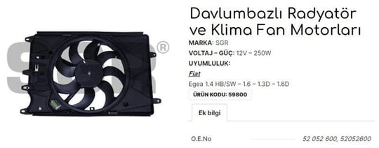 FAN MOTORU DAVLUMBAZLI EGEA 1.4 HB/SW -1.6-1.3D 1.6D [KLİMALI]