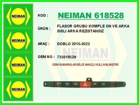 FLASOR GRUBU KOMPLE ON VE ARKA SISLI ARKA REZISTANSIZ DOBLO 2015-2022