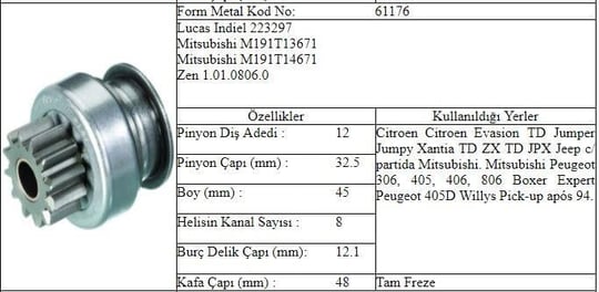 FM.61176 CLIO CITR. MARŞ DİŞLİSİ 12 DIS