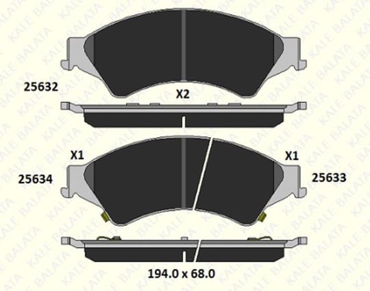 FREN BALATASI ÖN FORD RANGER 2.2 TDCI 2.2 TDCI 4×4 25632 164 05 ANS KD20 2563216405ANSKD20
