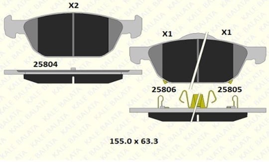 FREN BALATASI ÖN HONDA CIVIC IX TOURER HATCHBACK 25804 170 05 ANS KD13 2580417005ANSKD13