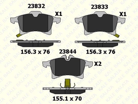 FREN BALATASI ÖN OPEL ADAM ASTRA CLASSIC ASTRA F G H COMBO C CORSA C D E MERIVA A B ZAFIRA A B 23832 200 05 ANS KD13 2383220005ANSKD13
