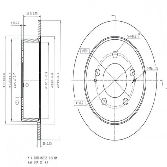 FREN DISK ARKA DUZ  290-5 ( SSANGYONG: ACTYON 2.0XDI KYRON REXTON 02 -)