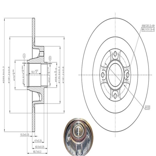 FREN DISK ARKA RULMANLI 270-4 ( RENAULT  MEGANE II SCENIC II  03 -  )