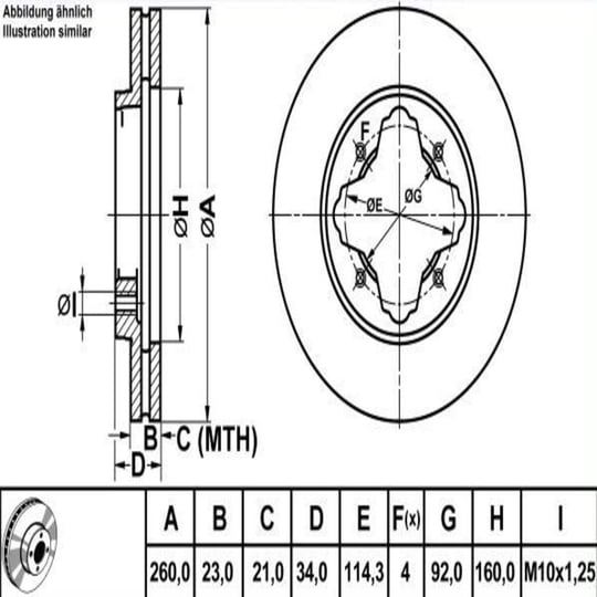 FREN DISK ON HAVA KANALLI 260-4 ( HONDA: ACCORD 90 - 98 / ROVER: 618 620 93 - 99) 