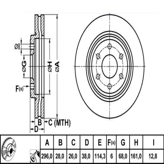 FREN DISK ON HAVA KANALLI 296-6 (NISSAN: NAVARA 05>11/PATHFINDER 05>11) (16 JANT)