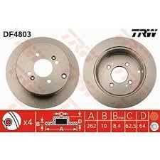 FREN DİSKİ ARKA - HYUNDAİ ACCENT1.4GL-1.6GLS-1.5CRDI 11/05 GETZ 1.6-1.5CRDI 09/02 İ20 08 RIO 05 262x10x4DL