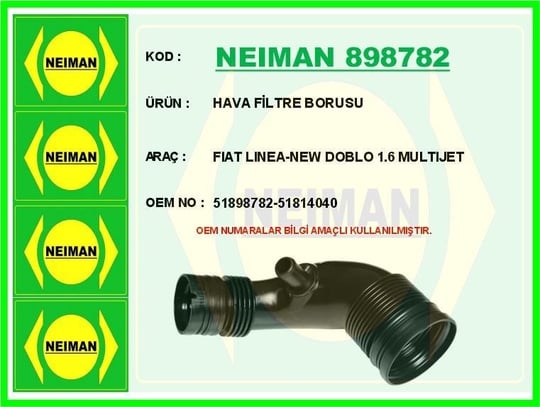 HAVA FİLTRE BORUSU FIAT LINEA-NEW DOBLO 1.6 MULTIJET
