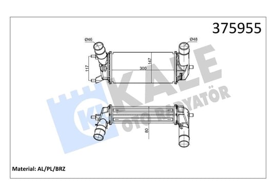 İNTERCOOLER FORD ECOSPORT 18=> FİESTA VII 17=> 1.0 ECOBOOST (AT) [BRAZING] [300X147X80] TURBO RADYATÖRÜ AL/BRZ 300×147X80 309044 097038N