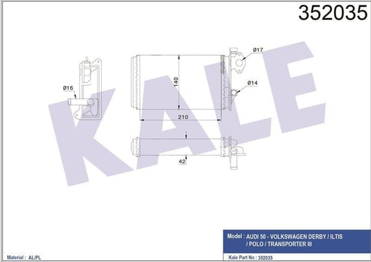 KALORİFER AUDI 50 VOLKSWAGEN DERBY ILTIS POLO TRANSPORTER III 79>81 867819121 867819121A 861819121 861819121A