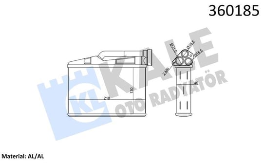 KALORİFER RADYATÖRÜ BMW 5 5 TOURING E39 520D/İ 523 İ 96<03 525İ/D 00<03 525TD/TDS 528İ 530İ/D 535İ M5 98<03 X5 E53 3.0D/İ 4.4İ 4.6/4.8İS 00<03 BORUSUZ BRAZING AL/AL130×218X40 AL/BRZ