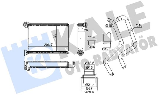KALORİFER RADYATÖRÜ CHERY TIGGO PRO 7 1.6TGDI 22--> (BORULU) [BRAZING AL/AL] [133X206X26]