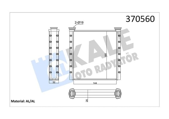 KALORİFER RADYATÖRÜ CHEVROLET ONIX PRISMA SPIN BRA ZING AL/AL 144×160X26 AL/AL 144×160X26