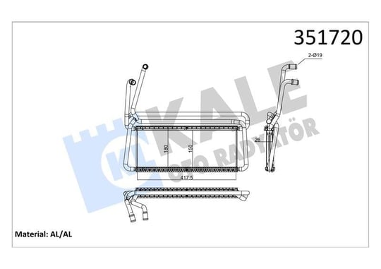 KALORİFER RADYATÖRÜ SCANIA SCANIA P,G,R,T SERİSİ P 230-620, G230-480, R340-730, T470 04=> AL/BRZ 416×180×26