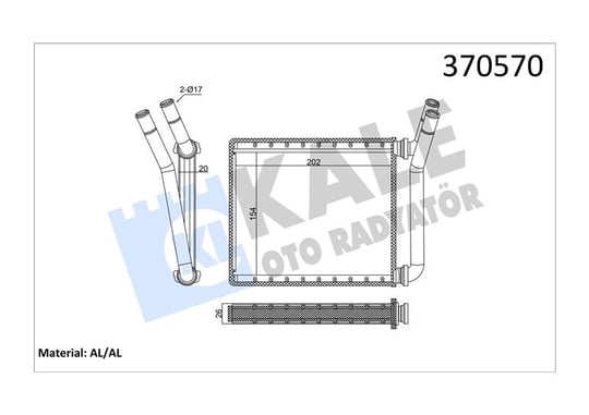 KALORİFER RADYATÖRÜ TOYOTA HILUX 2.5D4D 06<15 KUN1 5,KUN25 BRAZING AL/AL 154×202X20 AL/AL 154×202X20