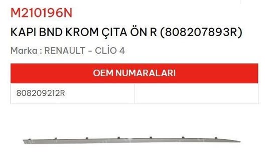 KAPI BANDI ÖN SAĞ KROM TAKILAN CLİO IV