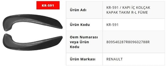 KAPI İÇ KOLÇAK KAPAK TAKIM R-L FÜME FLUENCE