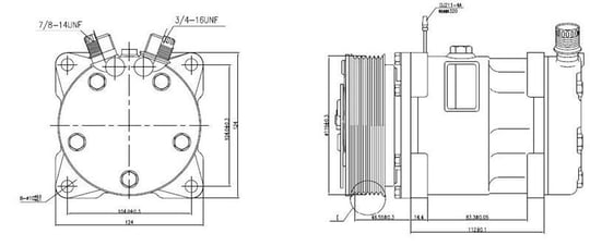 KLİMA KOMPRESÖRÜ ÜNİVERSAL 12 VOLT 5H14 PV8 TRİGER KAYIS ÜSTTEN ÇIKIŞ