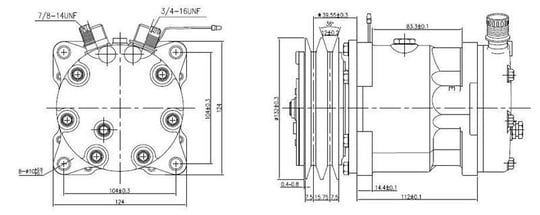 KLİMA KOMPRESÖRÜ ÜNİVERSAL 24V 7H15 V KAYIS ÜSTTEN ÇIKIŞ