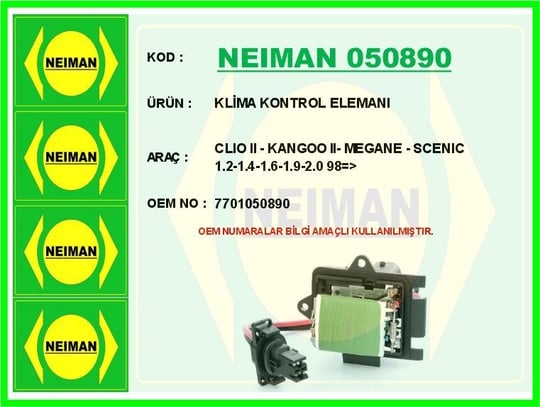 KLİMA KONTROL ELEMANI CLIO II - KANGOO II- MEGANE - SCENIC 1.2-1.4-1.6-1.9-2.0 98=>