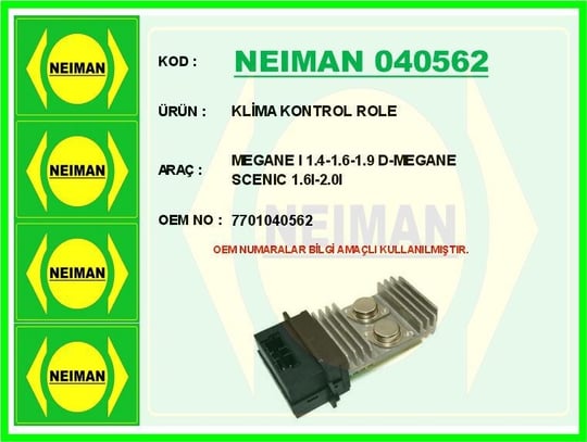 KLİMA KONTROL ROLE MEGANE I 1.4-1.6-1.9 D-MEGANE SCENIC 1.6I-2.0I