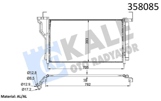 KLİMA RADYATÖRÜ HYUNDAI H1 CARGO / TRAVEL 2.5CRDI 08=> KURUTUCU İLE BRAZING AL/AL 685×393×16 AL/AL