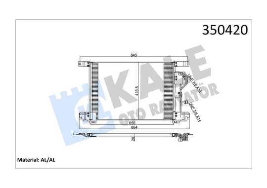 KLİMA RADYATÖRÜ MERCEDES TRUCKS MERCEDES BENZ ACTR OS 96=> ACTROS MP2/MP3 03=> ZETROS 08=> KURUTUCU İLE AL/BRZ 625×455,5×20