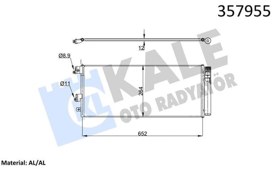 KLİMA RADYATÖRÜ OPEL ADAM 1.0/1.4 TURBO 13=> CORSA E 1.0I TURBO 1.3CDTI 1.4I/1.6I 16V 1.4I 16V TURBO 14=> KURUTUCU İLE BRAZING AL/AL 636×283×12 AL/AL