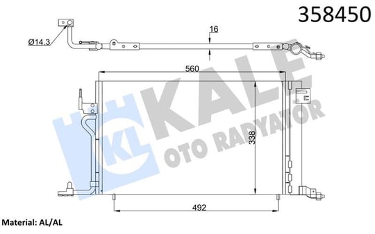 KLİMA RADYATÖRÜ PEUGEOT 306 93=> PARTNER 96=> - CI TROEN XSARA 97=> BERLİNGO 96=> 1.1I 1.4I 1.6I 1.8I 2.0 16V KURUTUCU İLE BRAZING AL/AL 540×338×16 AL/AL